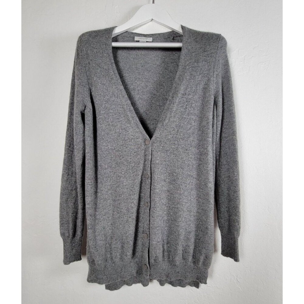 Christopher Fischer Sweater Women Gray Cashmere Knit Button Cardigan Lightweight
